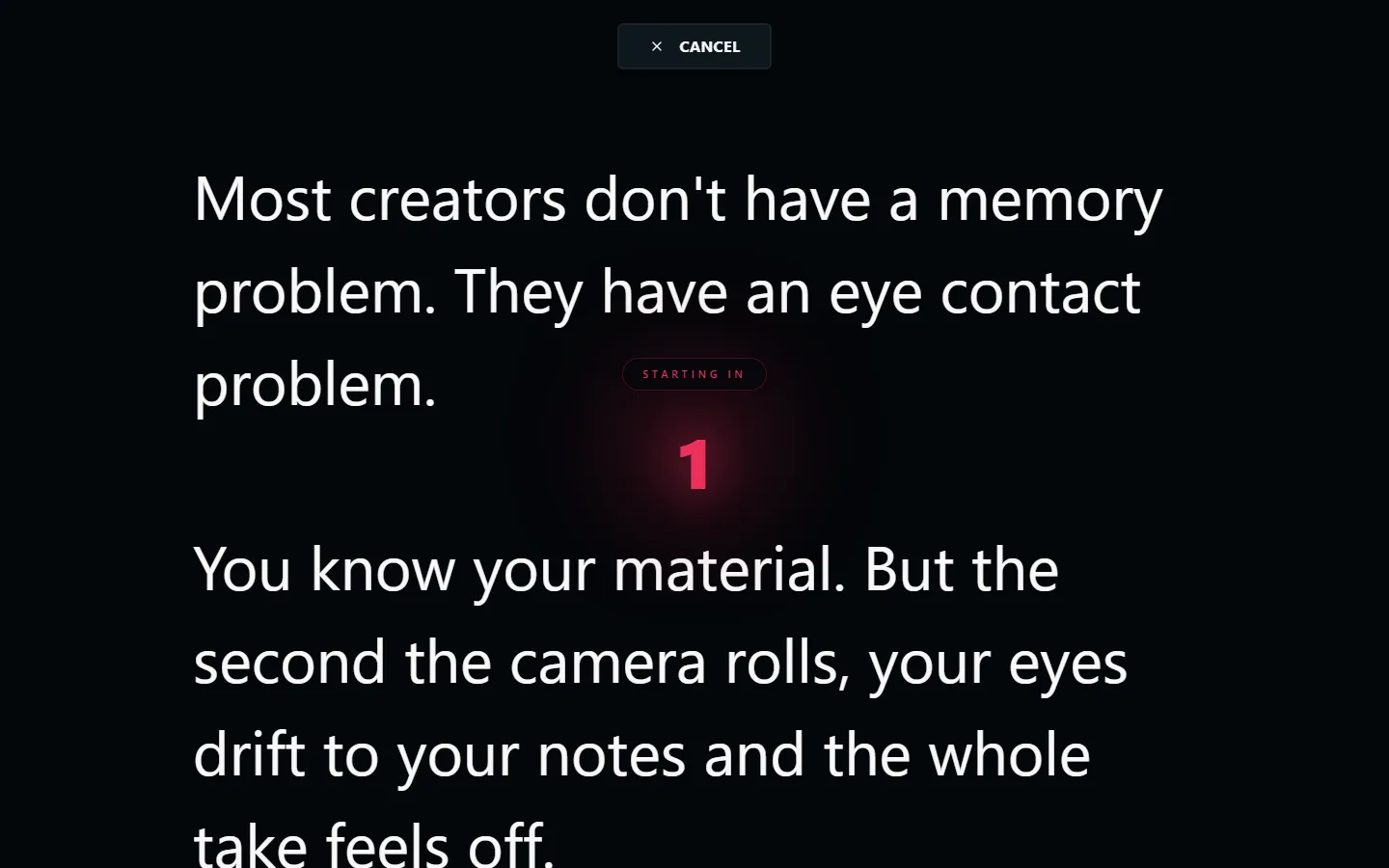 LilPrompter online autocue scrolling a script in large white text on a dark background